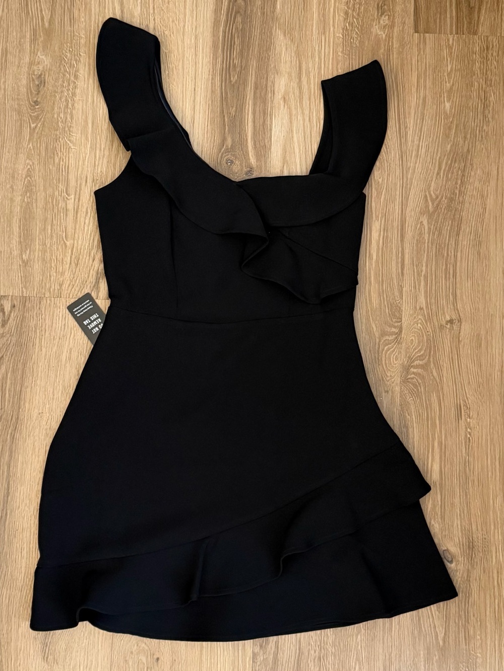 Express Black Ruffle Strap Mini Dress